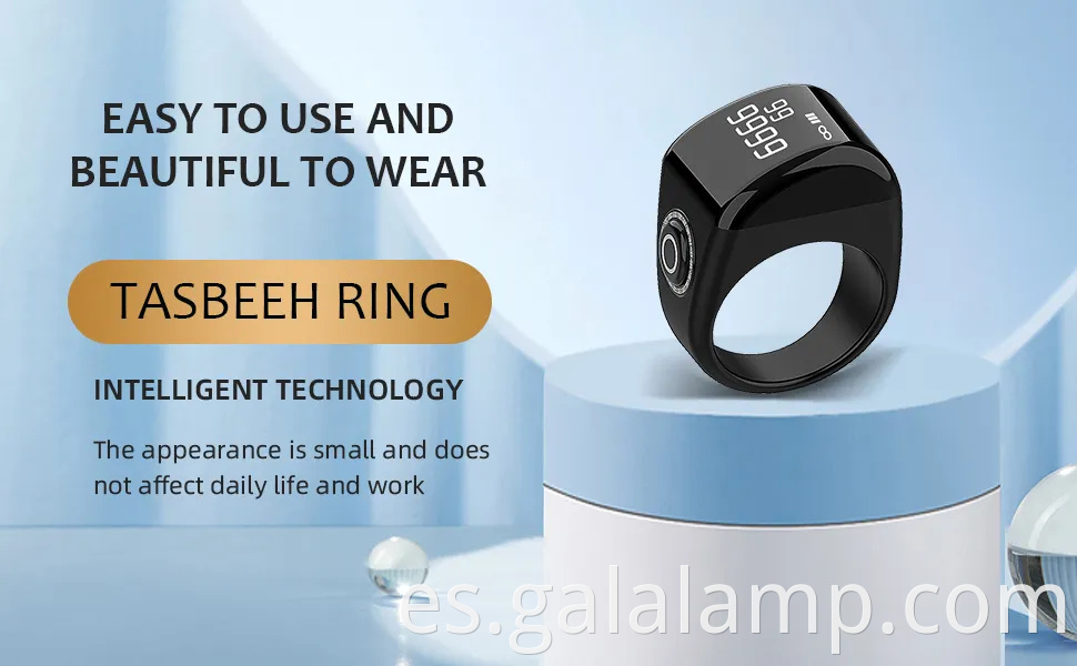 Rings Tasbih de Tasbih inteligente: mostrador de oración impermeable con pantalla OLED